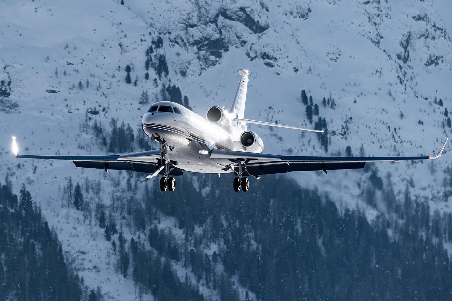 A,Luxury,Business,Jet,Approaching,An,Alpine,Airport.,The,Way